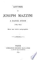 Lettres de Joseph Mazzini à Daniel Stern (1864 - 1872)