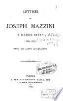 Lettres de Joseph Mazzini à Daniel Stern [Marie d'Agoult]
