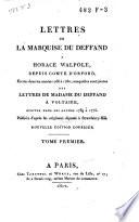 Lettres de la marquise du Deffand à Horace Walpole, depuis comte d'Orford, écrites dans les années 1766 à 1780