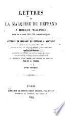 Lettres de la marquise du Deffand à Horace Walpole