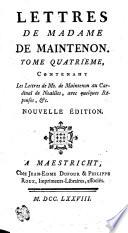 Lettres De Madame De Maintenon