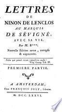 Lettres de Ninon de Lenclos au marquis de Sévigné, avec sa vie