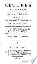 Lettres édifiantes et curieuses: Mémoires des Indes et de la Chine