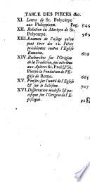 Lettres et monumens de trois pères apostoliques, st. Clement, st. Ignace, st. Polycarpe, avec la relation du martyre des deux derniers, tr.avec des rémarques par A. Ruchat. 2 tom. [in 1].