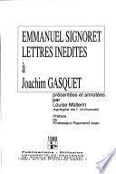 Lettres inédites à Joachim Gasquet