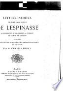 Lettres inédites de mademoiselle de Lespinasse à Condorcet