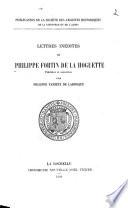 Lettres inédites de Philippe Fortin de La Hoguette