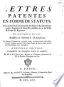 Lettres patentes en forme de statuts, pour toutes les Communautés des Maîtres Barbiers-perru quiers-Baigneurs & etuvistes ...