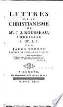 Lettres sur le christianisme de Mr. J.J. Rousseau, adressées à Mr. I.L.