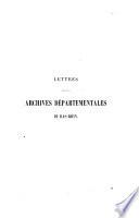 Lettres sur les archives départementales du Bas-Rhin