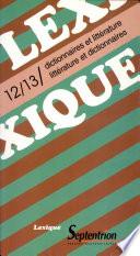 Lexique 12/13/ Dictionnaires et littérature / littérature et dictionnaires