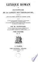 Lexique roman ou Dictionnaire de la langue des troubadours: Q-Z