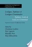 Lexique, syntaxe et lexique-grammaire