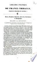 Librairie politique ancienne et moderne de France-Thibault