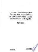 Lignes directrices de l'OCDE pour les essais de produits chimiques Lignes directrices de l'OCDE pour les essais de produits chimiques Quatorzième addendum - Mai 2002