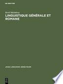 Linguistique générale et romane