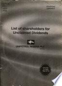 List of Shareholders for Unclaimed Dividends