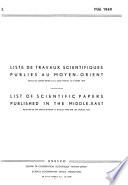 Liste de travaux scientifiques publiés au Moyen-Orient, reçus au centre