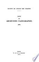 Liste des archivistes-pale(ographes