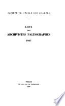 Liste des archivistes paléographes