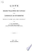 Liste des Églises Wallonnes des Pays-Bas et des pasteurs qui les ont desservies