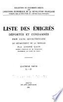Liste des émigrés déportés et condamnés pour cause révolutionnaire du département de la Moselle