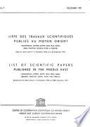 Liste des travaux scientifiques publiés au Moyen Orient, reçus au centre