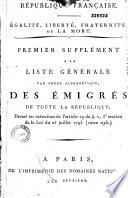 Liste générale par ordre alphabétique des émigrés de toute la République