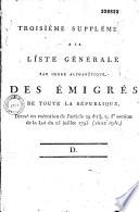 Liste générale par ordre alphabétique des émigrés de toute la République