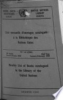 Liste mensuelle d'ouvrages catalogués à la Bibliothèque de la Société des Nations