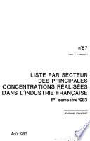 Liste par secteur des principales concentrations réalisées dans l'industrie française
