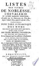 Listes des titres de noblesse