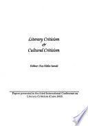 Literary Criticism & Cultural Criticism