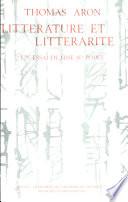 Littérature et littérarité
