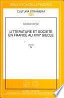 Littérature et société en France au XVIIe siècle