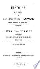 Livre des vassaux du Comté De Champagne et de Brie 1172 - 1222