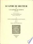 Livre du Recteur de l'Académie de Genève : 1559-1878 (le)