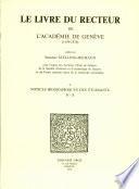 Livre du Recteur de l'Académie de Genève : 1559-1878 (le)