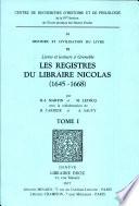 Livres et lecteurs à Grenoble. Les registres du libraire Nicolas (1645-1668)
