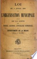 Loi du 5 avril 1884 sur l'organisation municipale