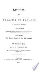 Lyttleton, His Treatise of Tenures