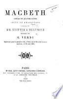 Macbeth; opéra en quatre actes, imité de Shakspeare, etc