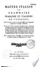 Maître italien ou Grammaire française et italienne de Veneroni,...