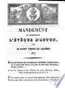 Mandement de Monseigneur l'évêque d'Autun, pour le saint temps de Carême 1837