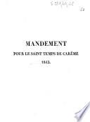 Mandement pour le saint temps de Carême 1843