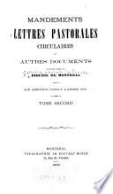 Mandements, lettres pastorales, circulaires et autres documents publié dans le Diocèse de Montréal