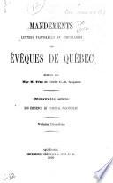 Mandements, lettres pastorales et circulaires des évêques de Québec