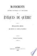 Mandements, lettres pastorales et circulaires des évêques de Québec