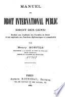 Manuel de droit international public (droit des gens)