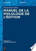 Manuel de la philologie de l’édition